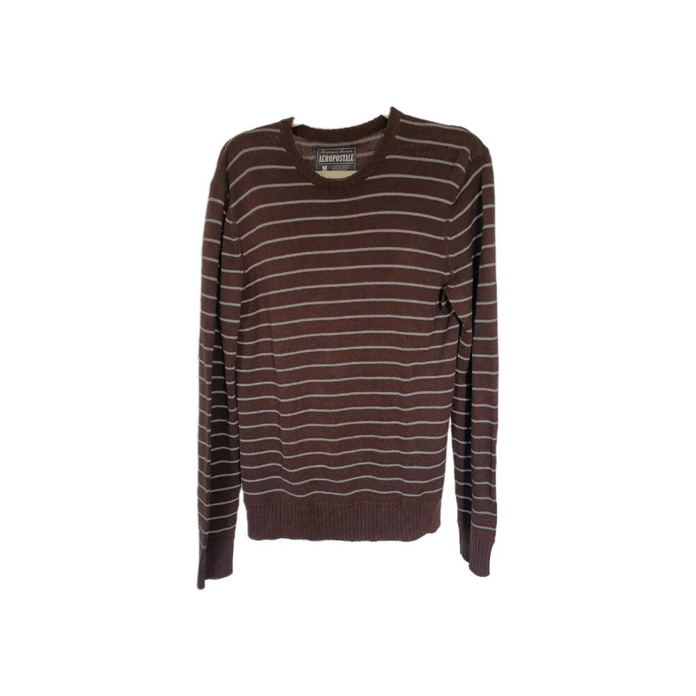 Aeropostale Pullover‎ Sweater Sz M Brown Stripped Long Sleeve Boys Juniors Men